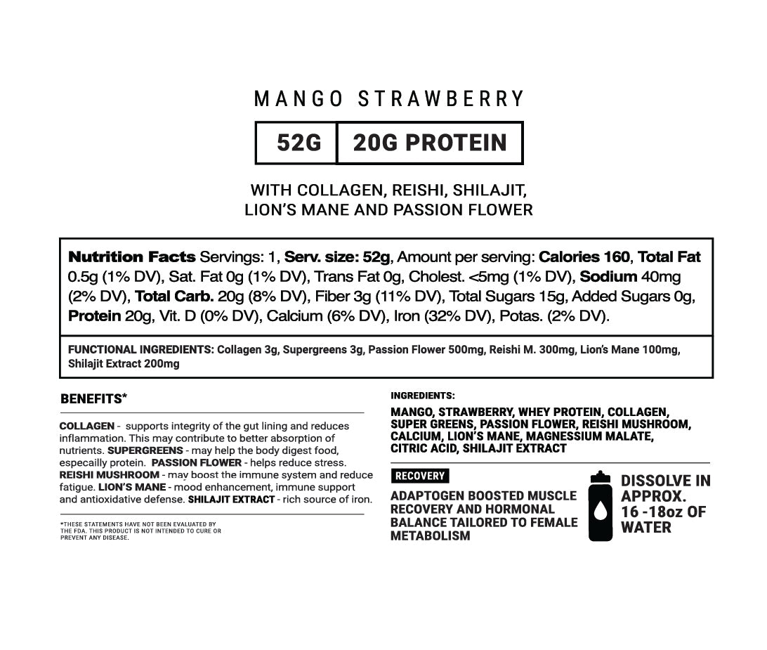 Mango Strawberry Women's Collagen Protein Shake w/Adaptogens