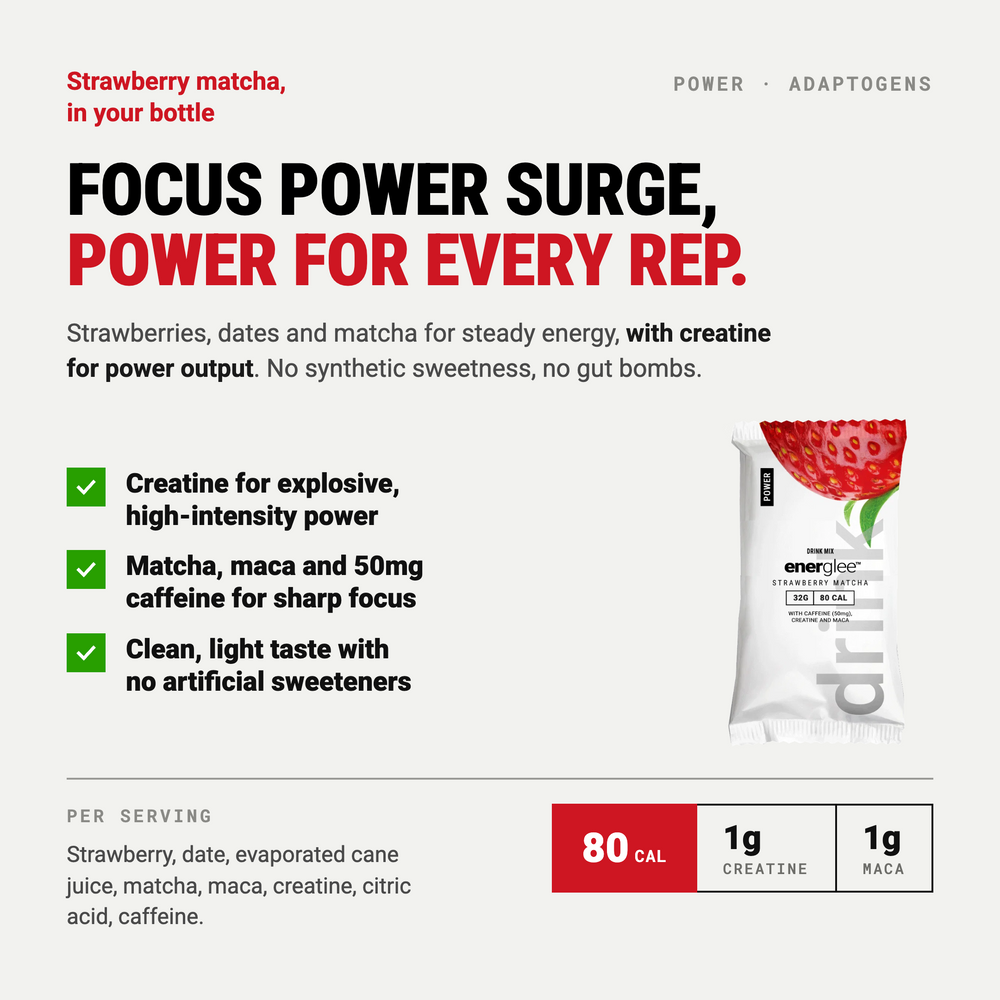 Strawberry Matcha Creatine Power Drink w/Adaptogens